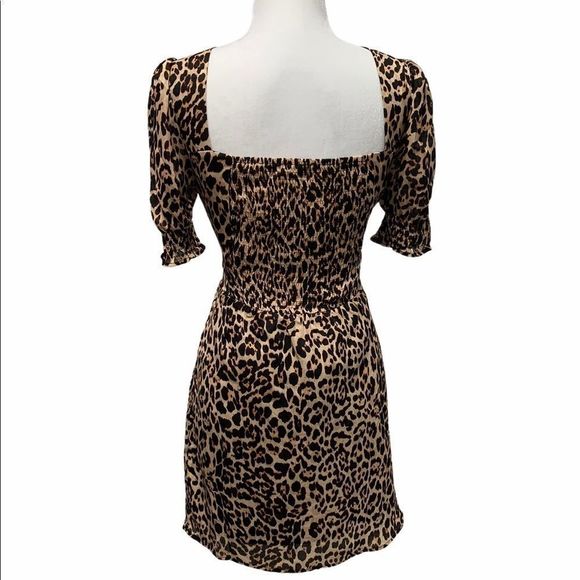 NSR Animal Print Short Puff Sleeve Mini Dress Small/Medium - Picture 4 of 7